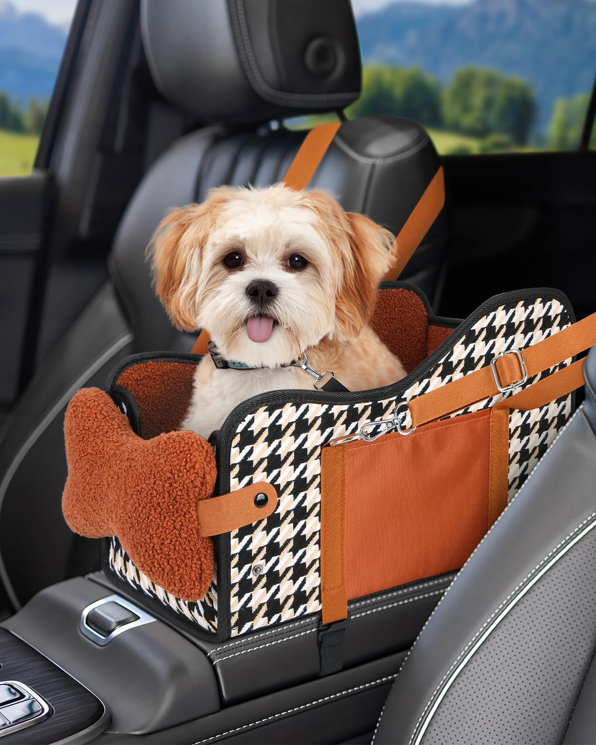 Center Console Dog Car Seat, Pet Car Seat - Brown