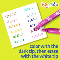 International Arrivals Happido Double-Sided Markers for Kids - 12 Count - Erasable Double Ended - image 2