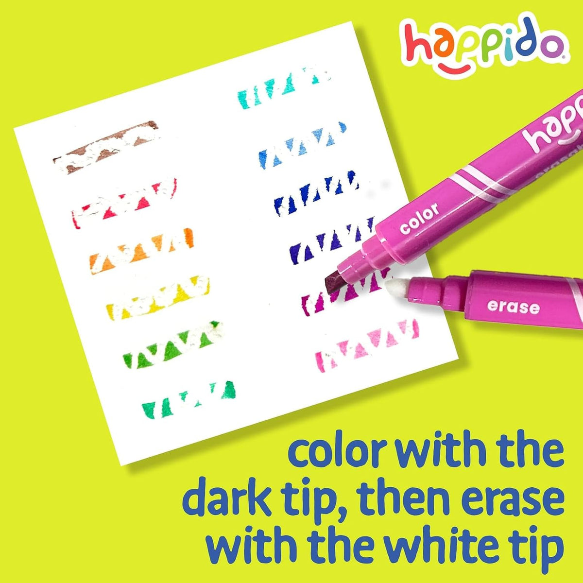 International Arrivals Happido Double-Sided Markers for Kids - 12 Count - Erasable Double Ended - image 2
