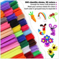 Pipe Cleaners Chenille Stems 1050 Pieces 30 Assorted Colors for Craft - 30 colors / 360pcs - image 2