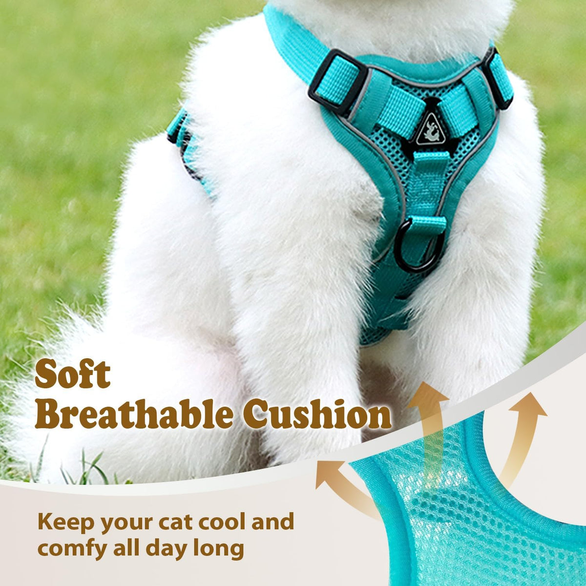Cat Harness and Leash for Walking - Emerald / L : 11-16.5 LB - image 2