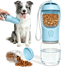 Portable Dog Water Bottle with Food Container - Sky Blue / 12oz