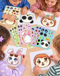 Halloween Stickers for Kids, 24 DIY Face Sheets - Cute Animals - image 2