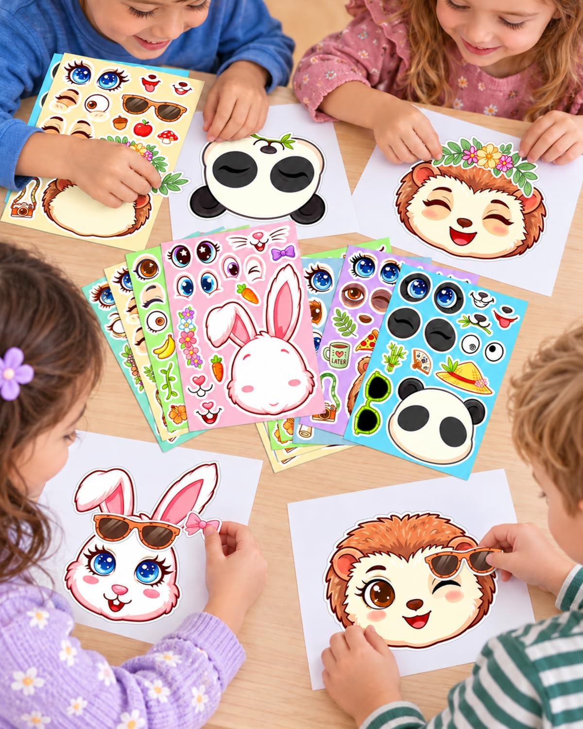 Halloween Stickers for Kids, 24 DIY Face Sheets - Cute Animals - image 2