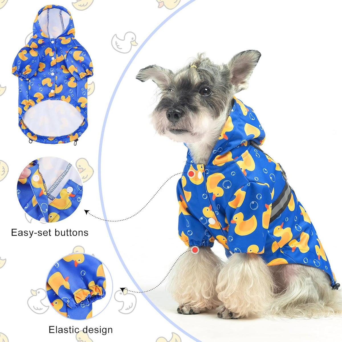 Dog Raincoats for Medium Dogs, Waterproof Rain Jacket with Hood – Essentials for Dogs - Duck Blue / S(Back 13.2", Chest 18.5", Neck 13.9") - image 3