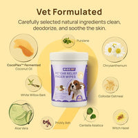 HICC PET Dog Ear Wipes Finger 100 Count Dog Ear Cleaner Wipes for Dogs & Cats, Dog Ear Infection Treatment to Relieve Ear Itching & Inflammation, Remove Ear Wax, Dirt, Smelly - Fresh Coconut Scent