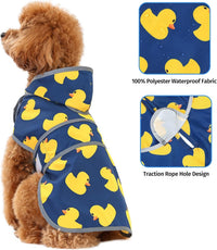 Dog Raincoat, Waterproof Dog Rain Jacket with Hood - Navy Blue Duck / X-Small - image 4