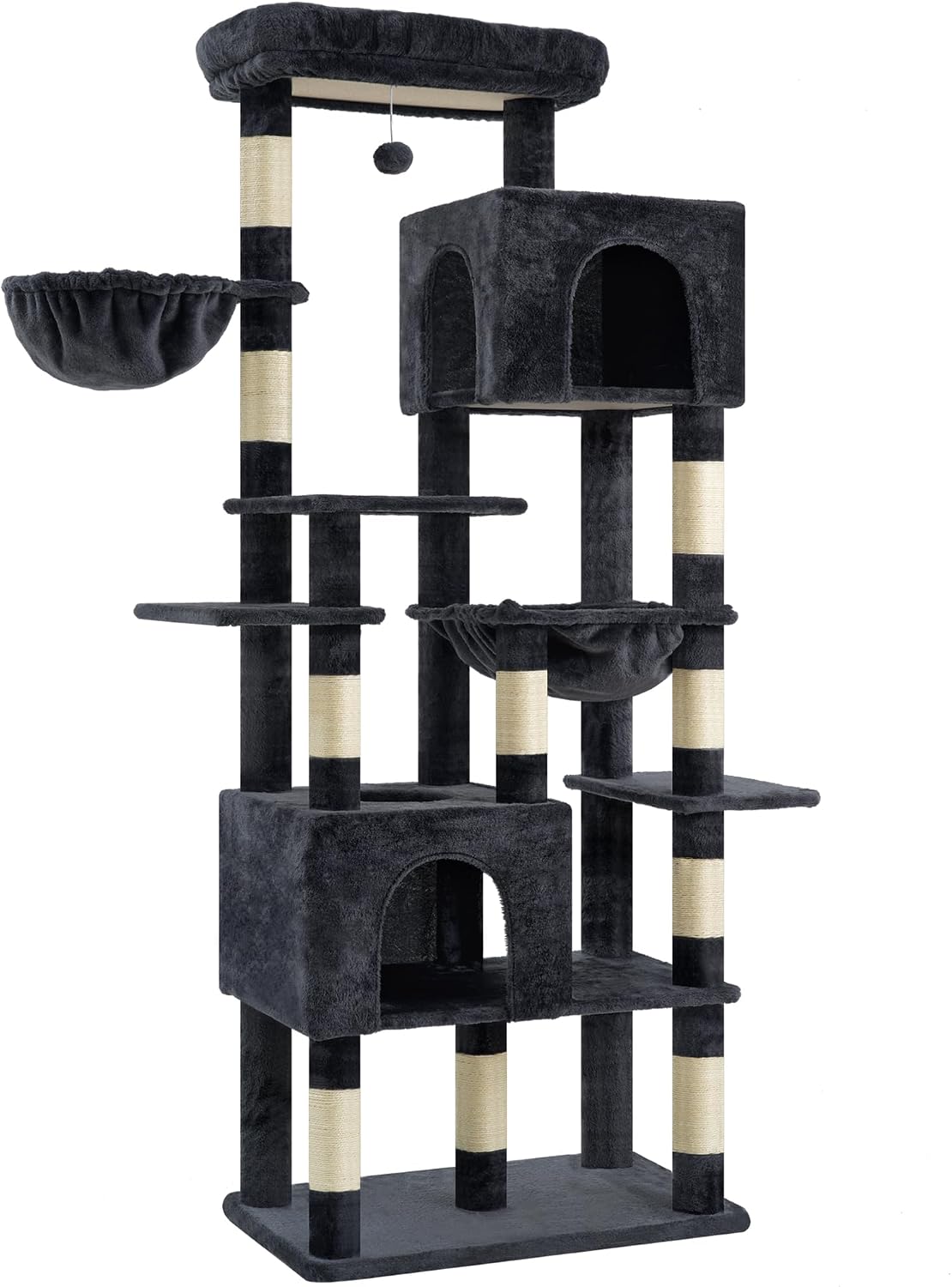 Heybly Cat Tree, 76-Inch Tall Heavy Duty Cat Tower for Big Cats HCT039G – Essentials for Cats - Smoky Gray / 76.8 inch - image 4