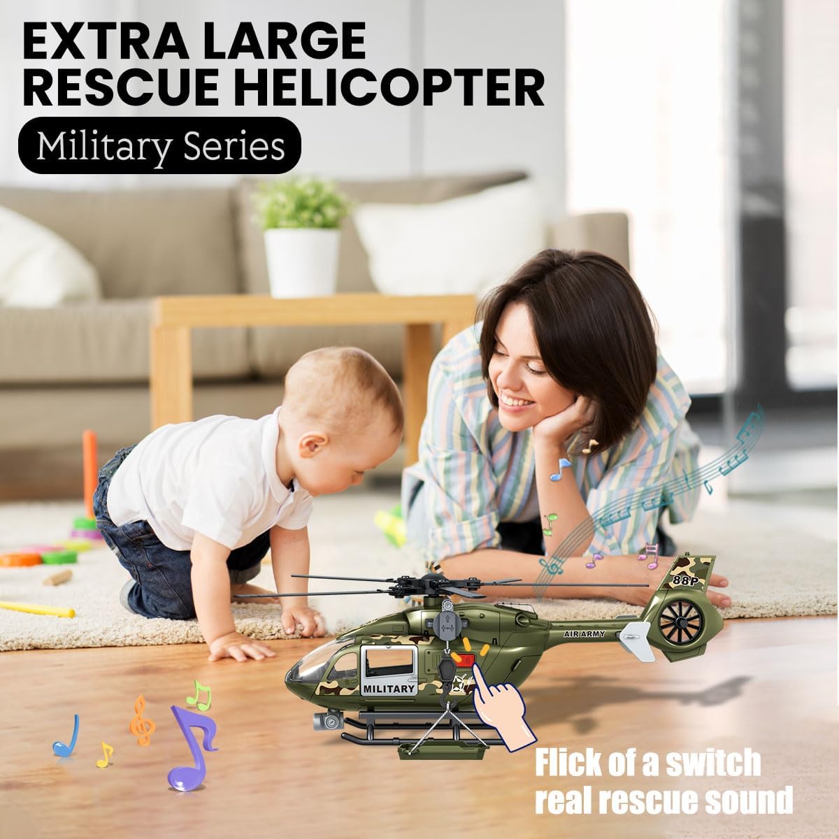 CSDCSD large helicopter toy with crane and cargo basket, lights and sounds - view 10