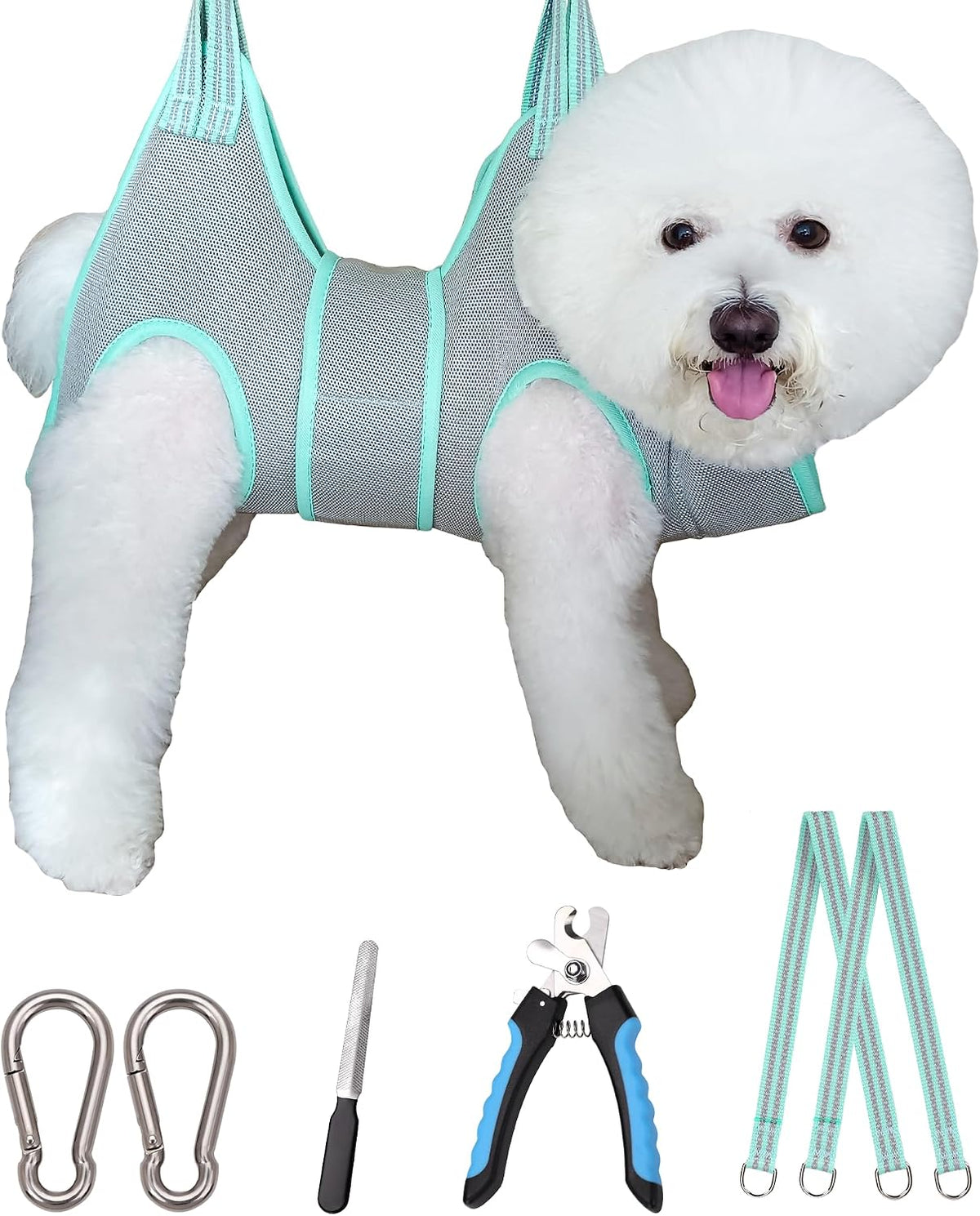 Dog Grooming Hammock Harness, Small Dog Groming Sling - S (30 LB Max) Silver Grey 6-13in