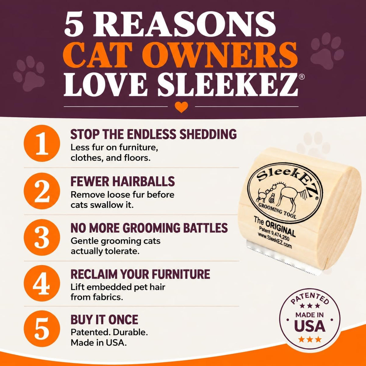 SleekEZ Dog Brush for Shedding, Patented Deshedding Dog Brush - Cat Brush - image 2