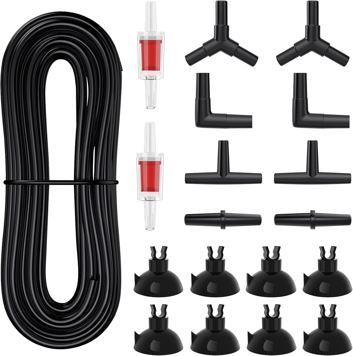 Pawfly 25 Feet Black Airline Tubing Standard Aquarium Air Pump - No Stone