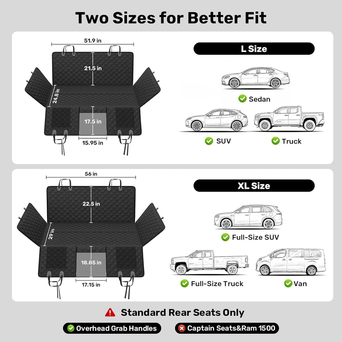 Zanch Hard Bottom Dog Seat Cover for Trucks - Black / XL - Full-size Trucks & SUVs - image 2