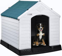 LEMBERI Durable Waterproof Plastic Dog House for Small to Large Sized Dogs, Indoor Outdoor Doghouse Insulated Puppy Shelter with Elevated Floor, Easy to Assemble (Blue, 34''L*31''W*32''H)