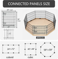Foldable Metal Dog Exercise Pen/Pet Puppy Playpen Kennels Yard Fence - Tan / 36''H / Playpen+Bottom Pad - image 3