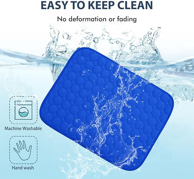 MICROCOSMOS Summer Cooling Mat & Sleeping Pad- Water Absorption Top, Materials Safe, Easy Carry, EZ Clean. Keep Cooling for Pets, Kids and Adults.(Dark Blue, 40" x 28")