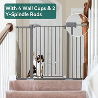 BABELIO 36 Inch Tall Metal Baby Gate, 29-48" Auto Close Pressure Mounted Dog Gate, Gray