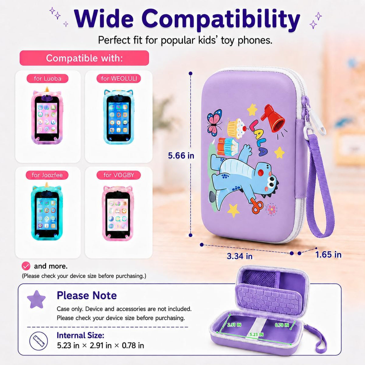 ALKOO kids smartphone case, zip carrying box for kids toy phones and learning cameras - view 20