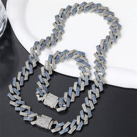 Pink Dog Necklace,Rhinestone Dog Chain Necklace Bling Diamond Cuban Link Dog chainCollars Glitter - 20 inch(Max Neck 19") / Blue - image 3