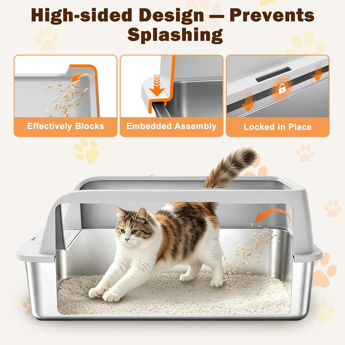 AIPERRO Stainless Steel Litter Box with Lid - Light Gray / X-Large - image 2