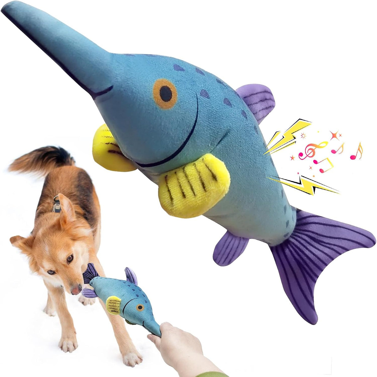 Fuufome Squeaky Dog Toys for Indoor Play with Small - Light blue