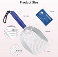 Cat Litter Scoop, Kitty Metal Scooper with Long Handle – Daily Care for Cats - Large / Dark Blue - image 2