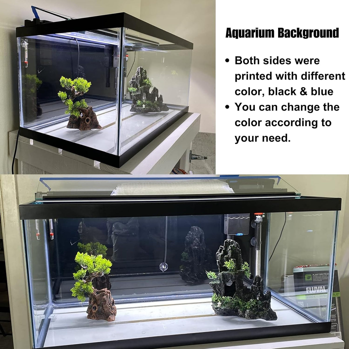 ELEBOX Aquarium Background Blue Black Fish Tank Background Wallpaper - 11.8" H x 24.4" L - image 3