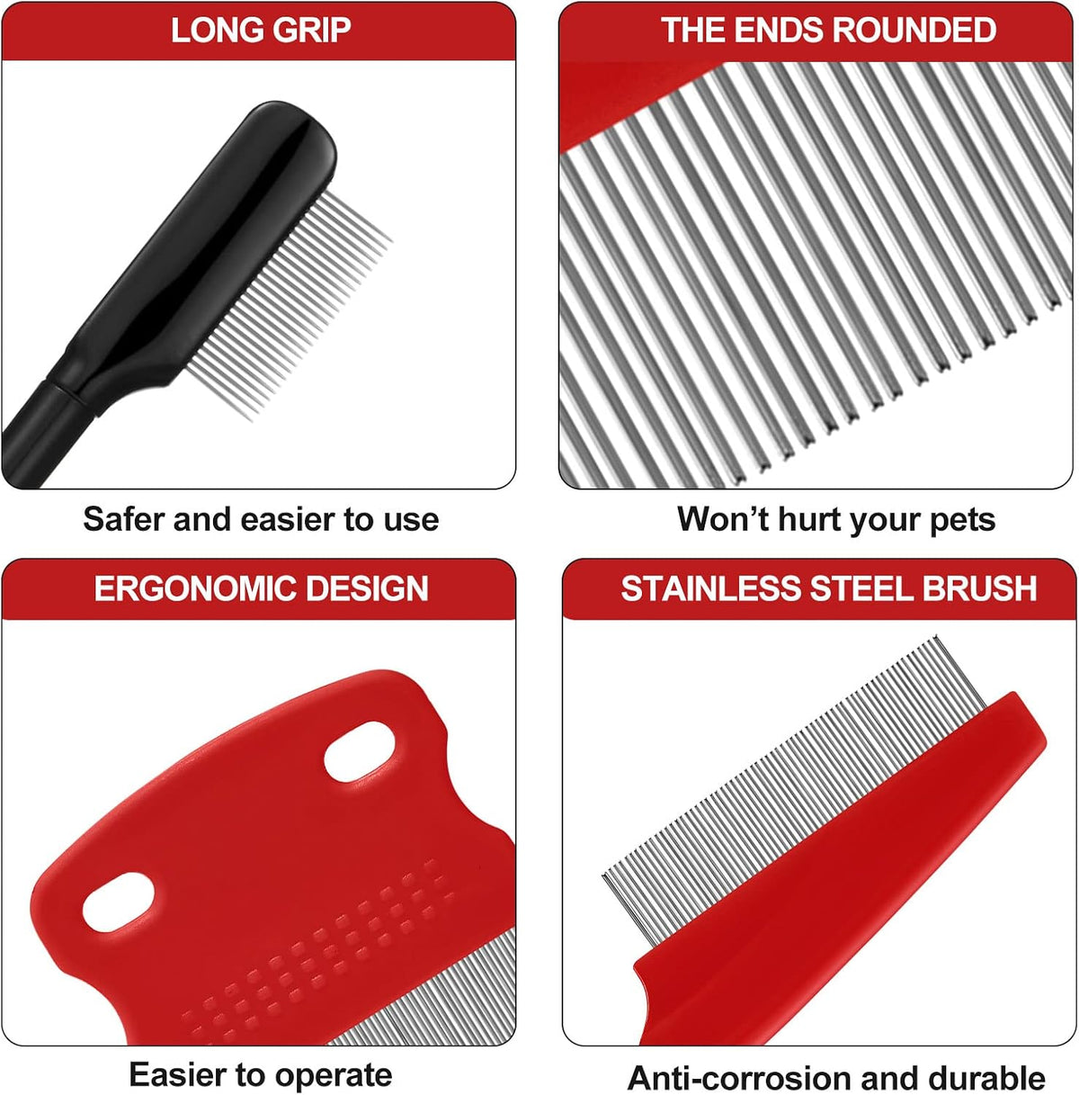5 Pieces Dog Eye Combs Tear Stain Remover Combs Pet Grooming Comb - Black - image 3
