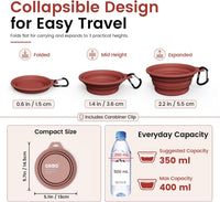 OHMO Collapsible Dog Bowls for Pet Travel, Coral&Brick Red - 2x12oz / Erythrinus&Coral - image 3