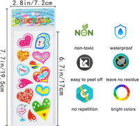 24 Sheets 3D Puffy Stickers for Toddlers Kids Boys Girls – Fun for Kids & Family - Hearts - image 3