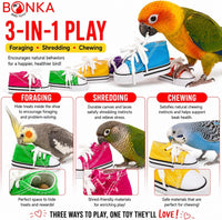 Bonka Bird Toys 6 Mini Sneakers Colorful Cotton Shredding Parrot - (6) Sneakers - image 2