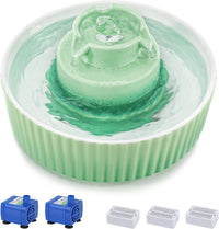 Lawfery Ceramic Cat Water Fountain - Green Ceramic Fountain