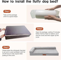 Orthopedic Dog Beds Large Sized Dog, 3 Inch Memory Foam Pet Bed for Medium and Large Dogs, Washable Removable Cover, Nonskid Bottom, Waterproof, 44x32 Inches XXL Light Grey