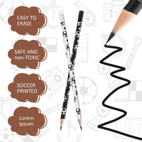 Marspark 24 soccer ball print wood pencils with eraser tops - view 6