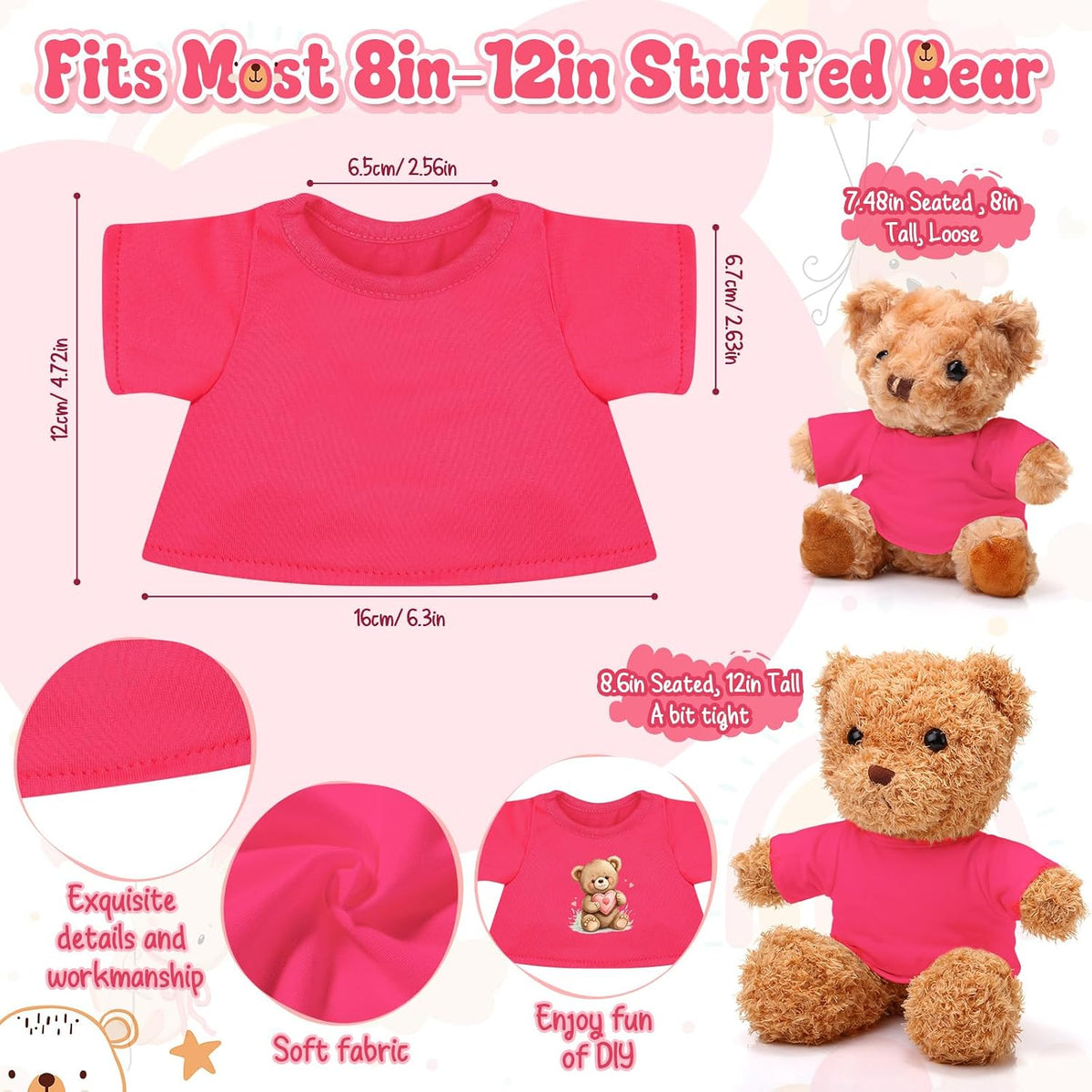Litherr S blank sublimation stuffed animal shirt for 8-12 inch plush bears - view 26