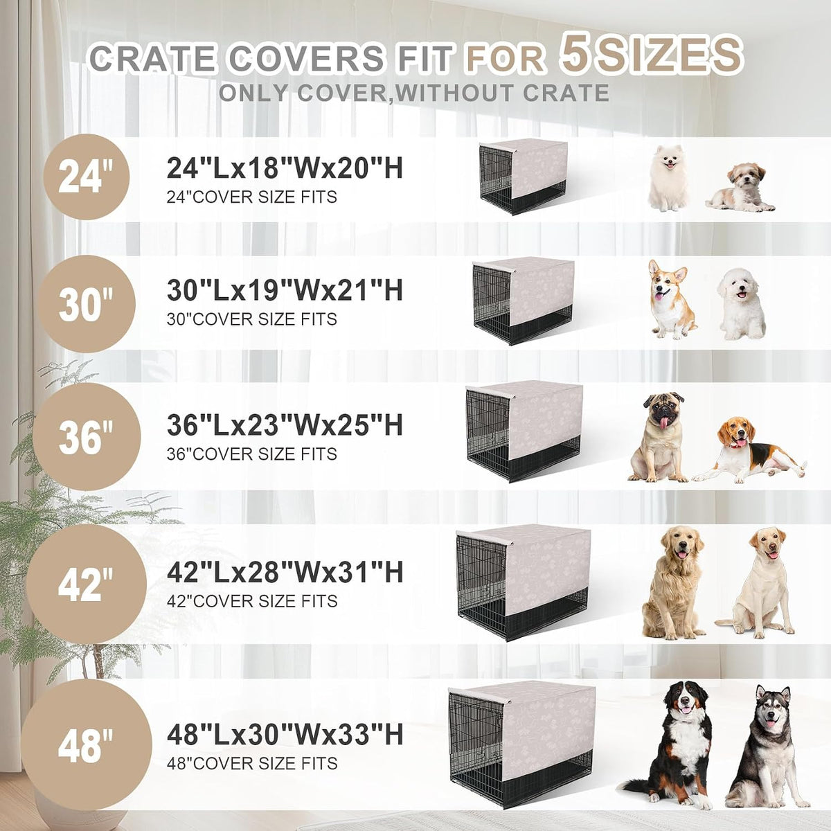 Explore Land Breathable Dog Crate Cover - 42"L x 28"W x 31"H / Dog Print - image 3