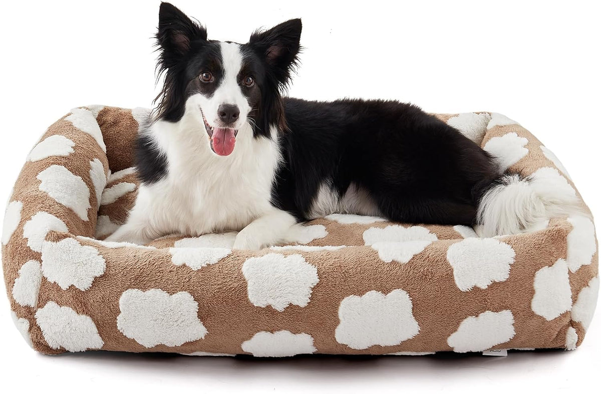 JOEJOY Cute Dog Bed Medium Size Dog - Cozy Clouds Brown / M (30"x24"x8")