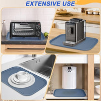 Silicone Pet Feeding Mat with Raised Edge for Food and Water, Dog Bowl Mats, Cat Bowls Placemat with High Lip for Floor Waterproof, Rubber Tray for Cats and Dogs 22 x 14 x0.8 Slate Blue
