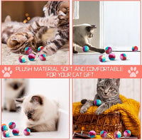 Rainbow Cat Toy Kit - 20PCS Soft Pom Pom Balls for Indoor Cat Play & Exercise
