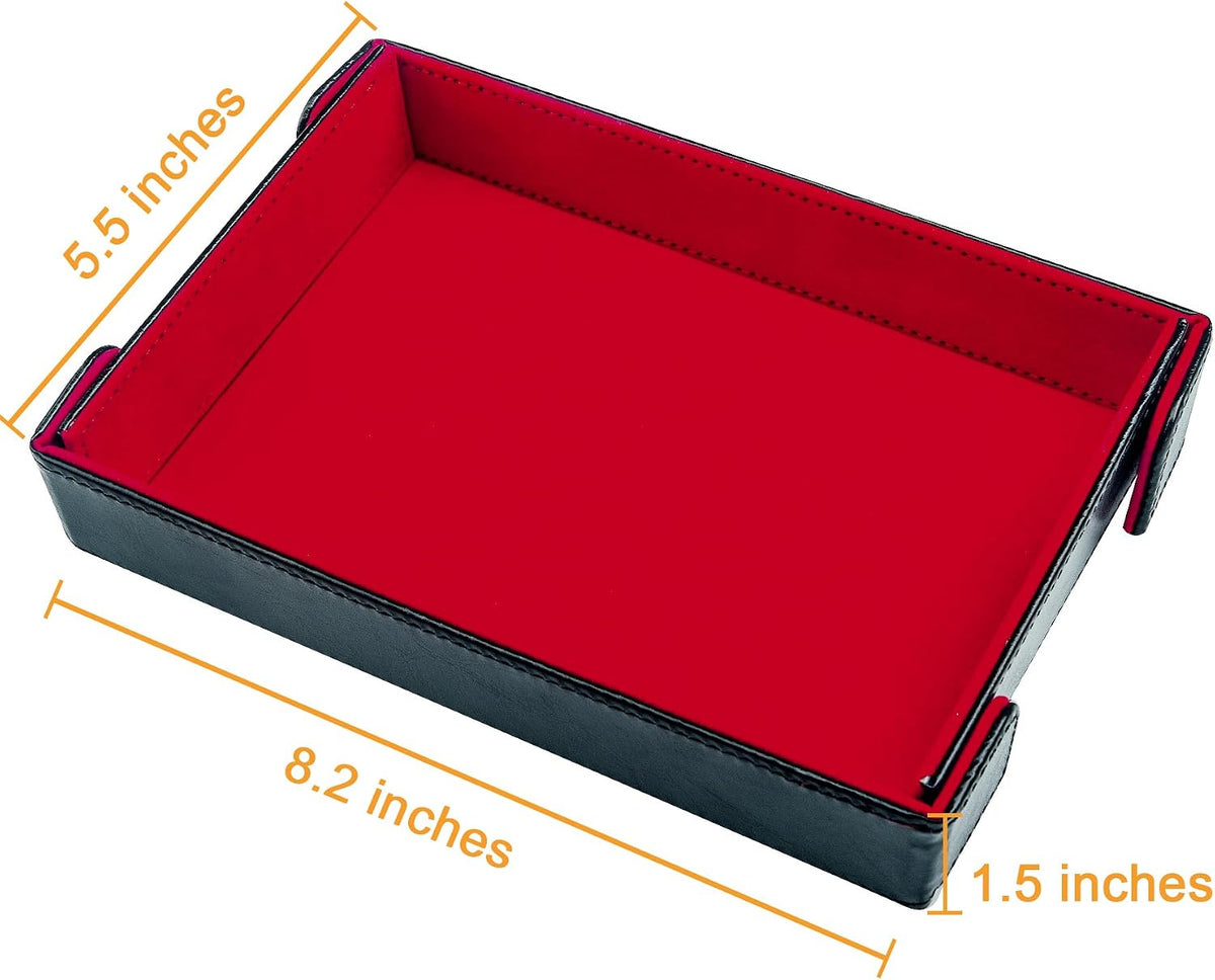SIQUK magnetic folding dice trays in red and royal blue PU leather with velvet lining - view 5