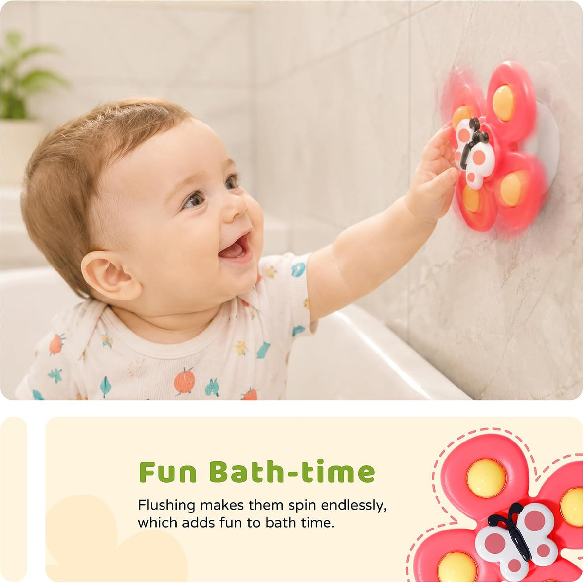 LiKee Strong Suction Cup Fidget Rotating Sensory Bath Toys for Baby - Insect-1 - image 3