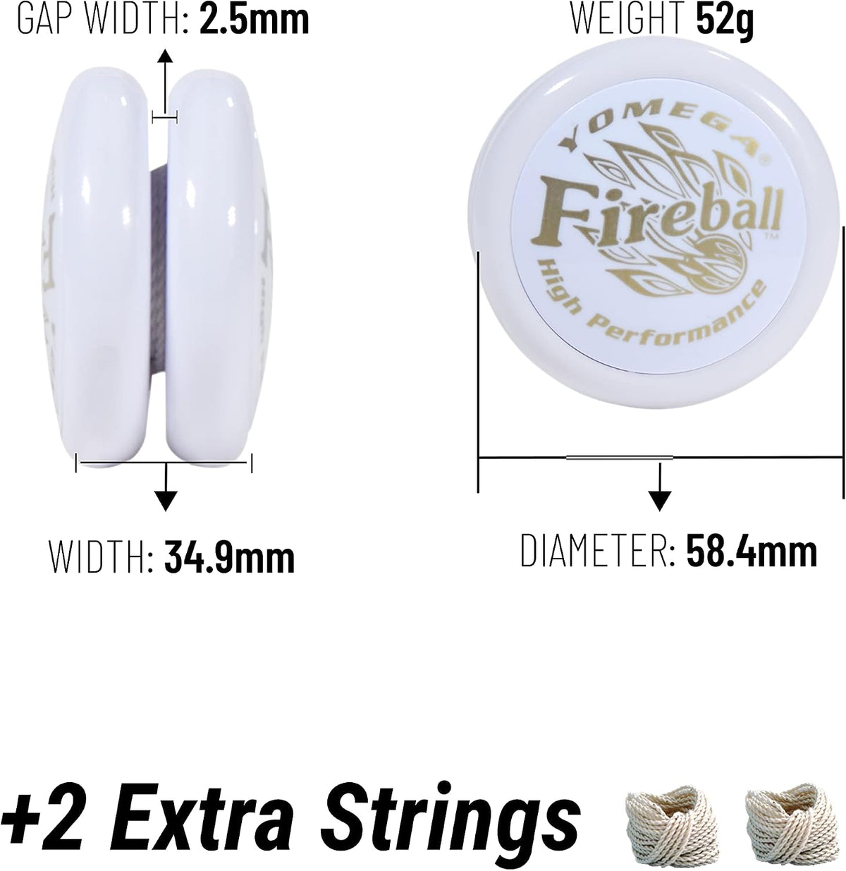Yomega Fireball YoYo -HIGH Performance Responsive Transaxle Yoyo - White/Gold - image 4