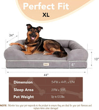 Friends Forever Large Dog Bed Couch - Memory Foam Dog Bed / Chester Grey / 44.0"L x 34.0"W x 10.0"Th - image 4