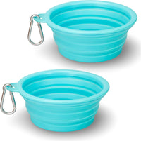 Portable Collapsible Dog Bowl for Water or Food Great Pet Travel Bowl - Teal Teal / Standard 12oz 2-Pack