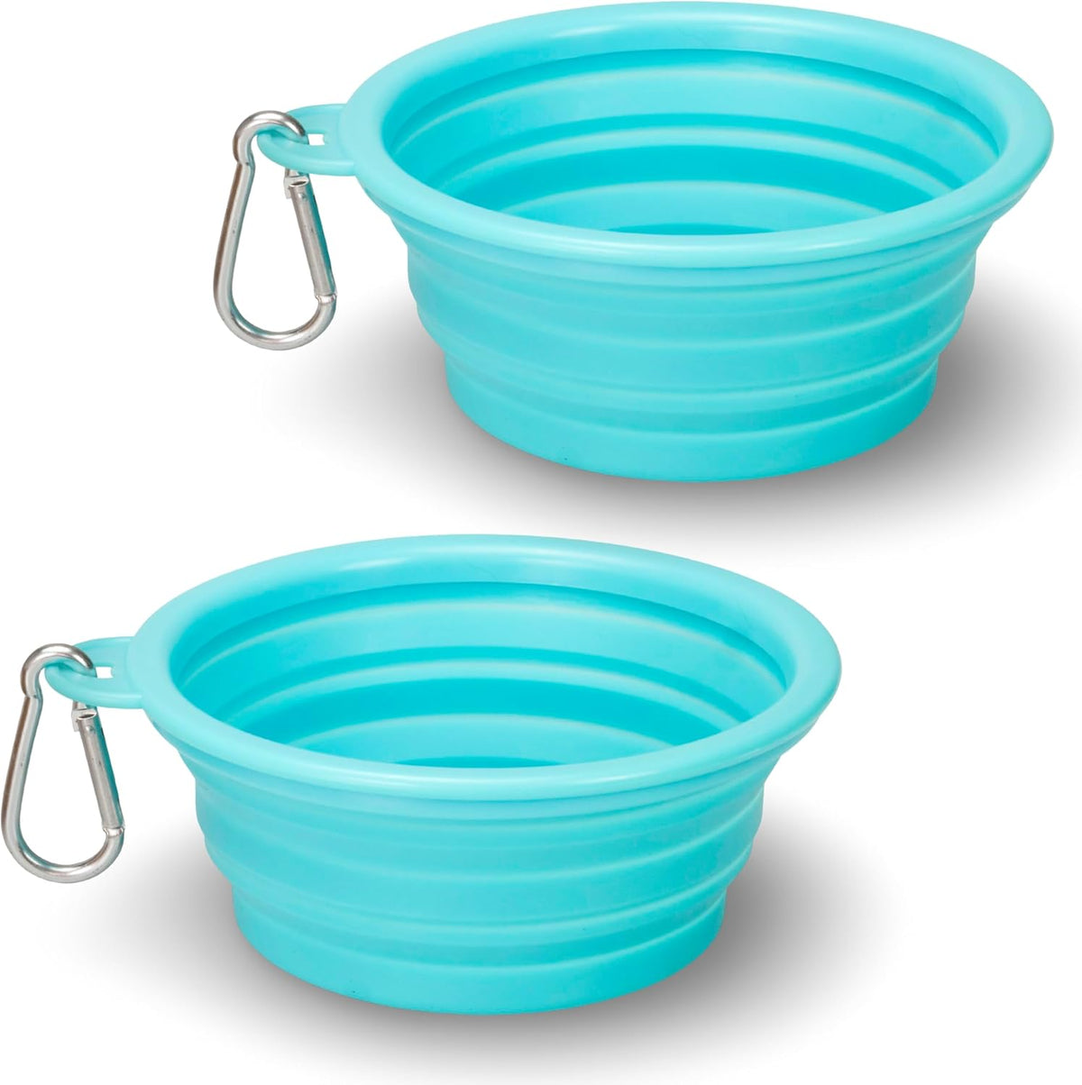 Portable Collapsible Dog Bowl for Water or Food Great Pet Travel Bowl - Teal Teal / Standard 12oz 2-Pack