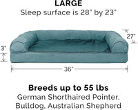 Furhaven Orthopedic Dog Bed for Large/Medium Dogs w/ Removable Bolsters & Washable Cover, For Dogs Up to 55 lbs - Plush & Suede Sofa - Deep Pool, Large