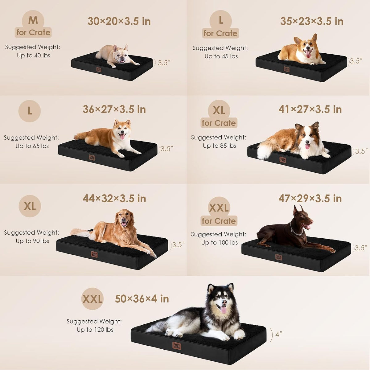 EHEYCIGA Orthopedic Dog Bed Large with Removable Washable Cover - 36*27*3.5 inches / Black - image 2