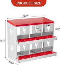 6 Hole Chicken Nesting Box with Roll Out Egg Tray, Rustproof & Ventilated Chicken Laying Boxes for Hens, Chickens, Ducks | Easy-Clean Poultry Coop Accessories