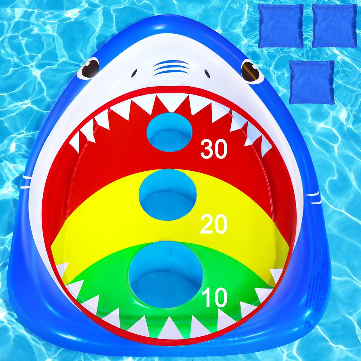 JOINBO inflatable shark pool cornhole board floating with 3 bean bags - view 6