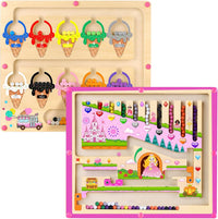 Ice Cream Magnetic Color and Number Maze - 2 in 1-princess & Ice Cream